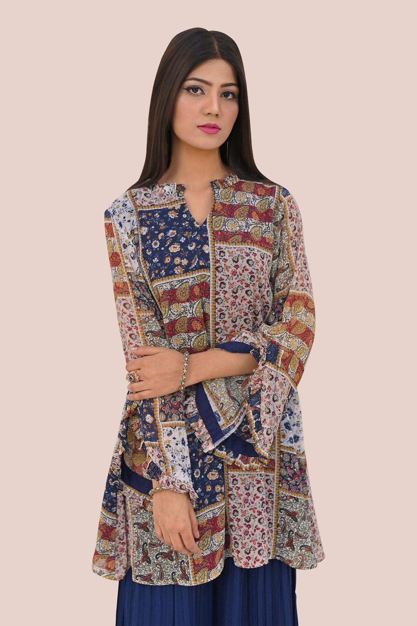 casual 2 piece short shirt & plazo